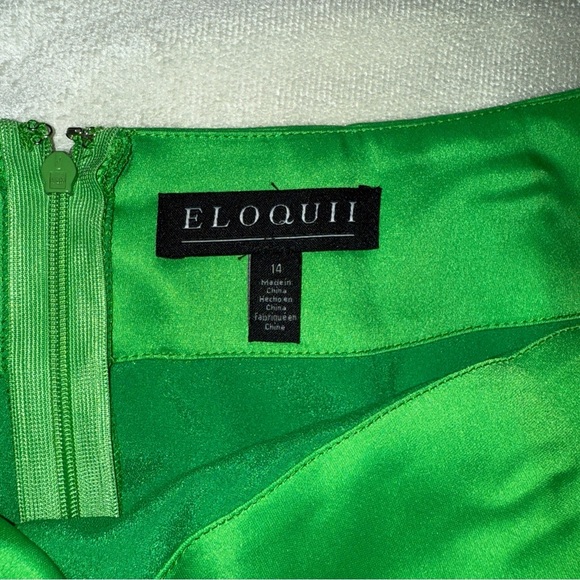 Eloquii Green satin Fringe Mini Skirt 14 new - Picture 6 of 7
